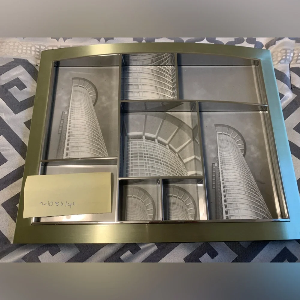 Inhabit Contours Multi Photo Collage Frame Brushed Brass Gold Curved Skyscraper